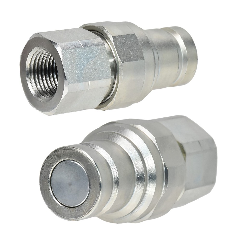 3/8" NPT Flat Face Hydraulic Quick Connect Coupler / Coupling Skid Steer, 2 Sets