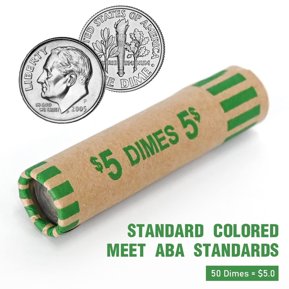 118 PCS Preformed Coin Wrappers Rolls-Dimes