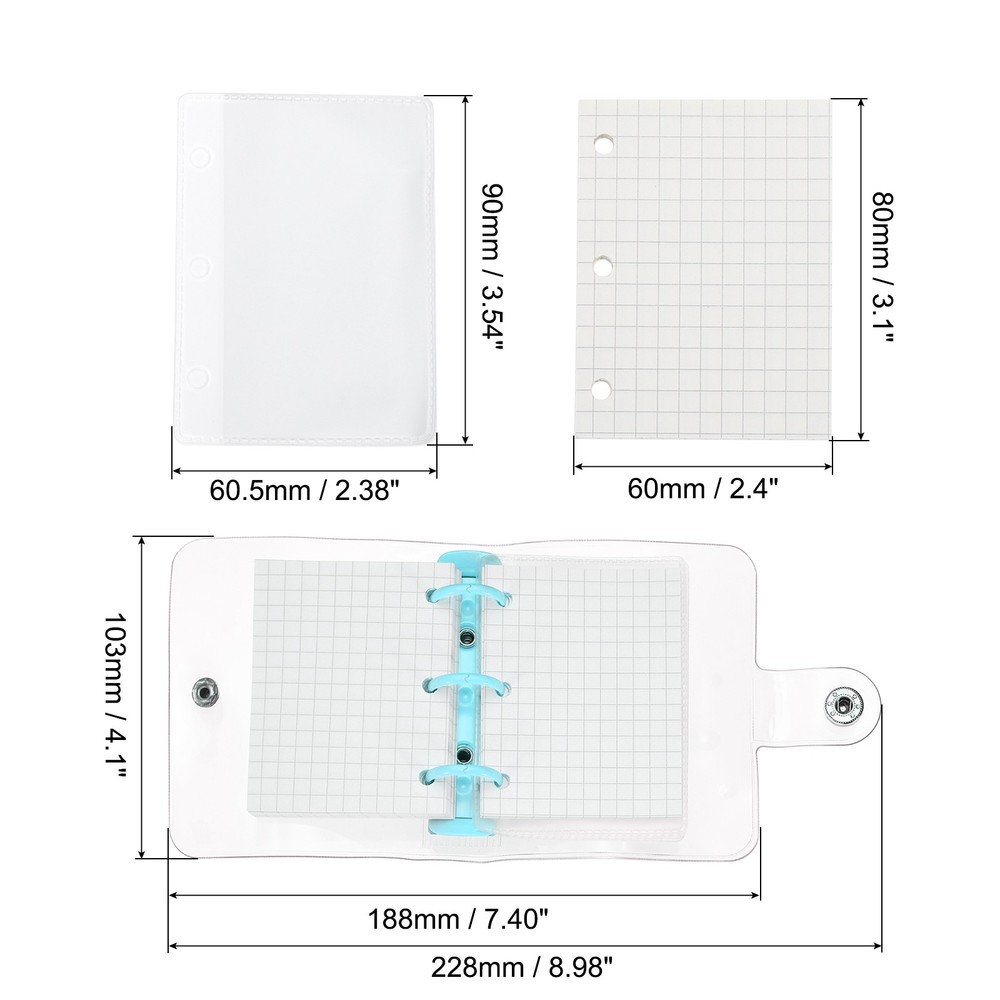 Clear 3 Ring Binder Cover, PVC Notebook Binder Refillable Loose Leaf, Blue