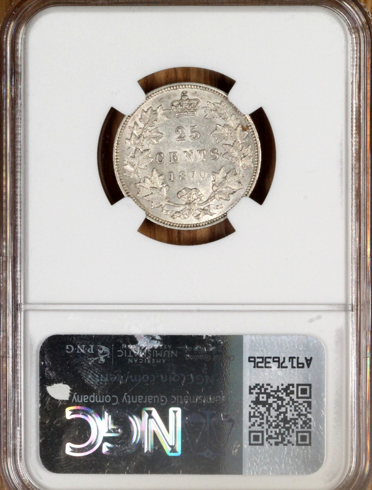 1870 - Canada - 25 Cent - Silver - KM-5 - NGC AU58