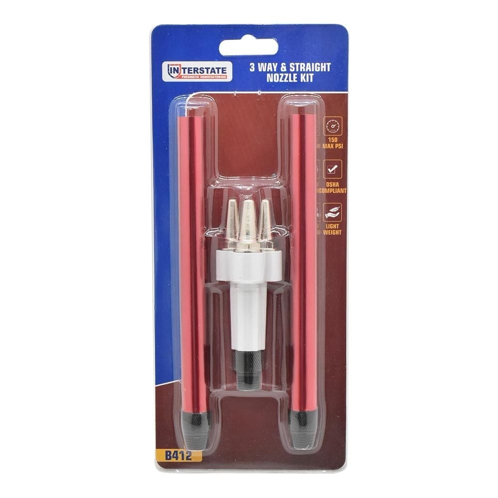 Interstate Pneumatics B412 High-Flow Blowgun 3-Way Extension & Tips Kit