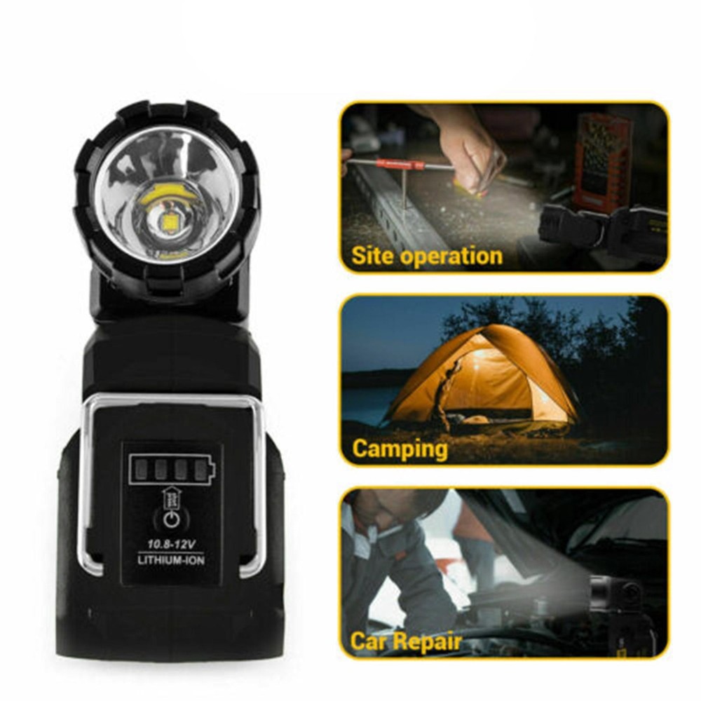 Handheld LED Work Light Flashlight Adapter For DeWalt 12V MAX Li-Ion Battery B