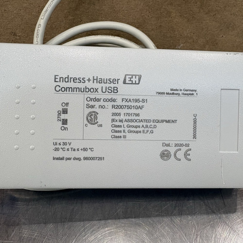Endress+Hauser FXA195-S1 FXA195S1 Modem, Commubox, cCSAus IS, HART, USB Protocol