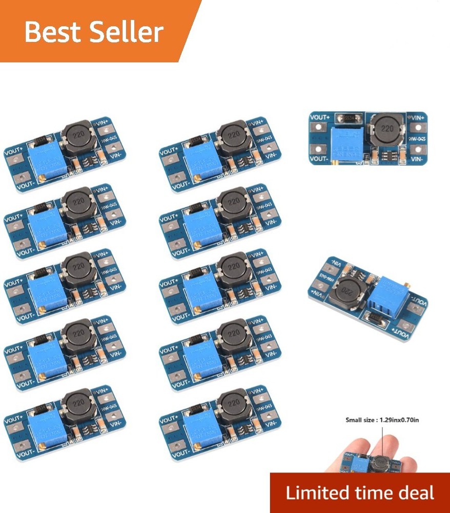 MT3608 Voltage Booster Module - 10 Pack, 93% Efficiency for Electronics Projects