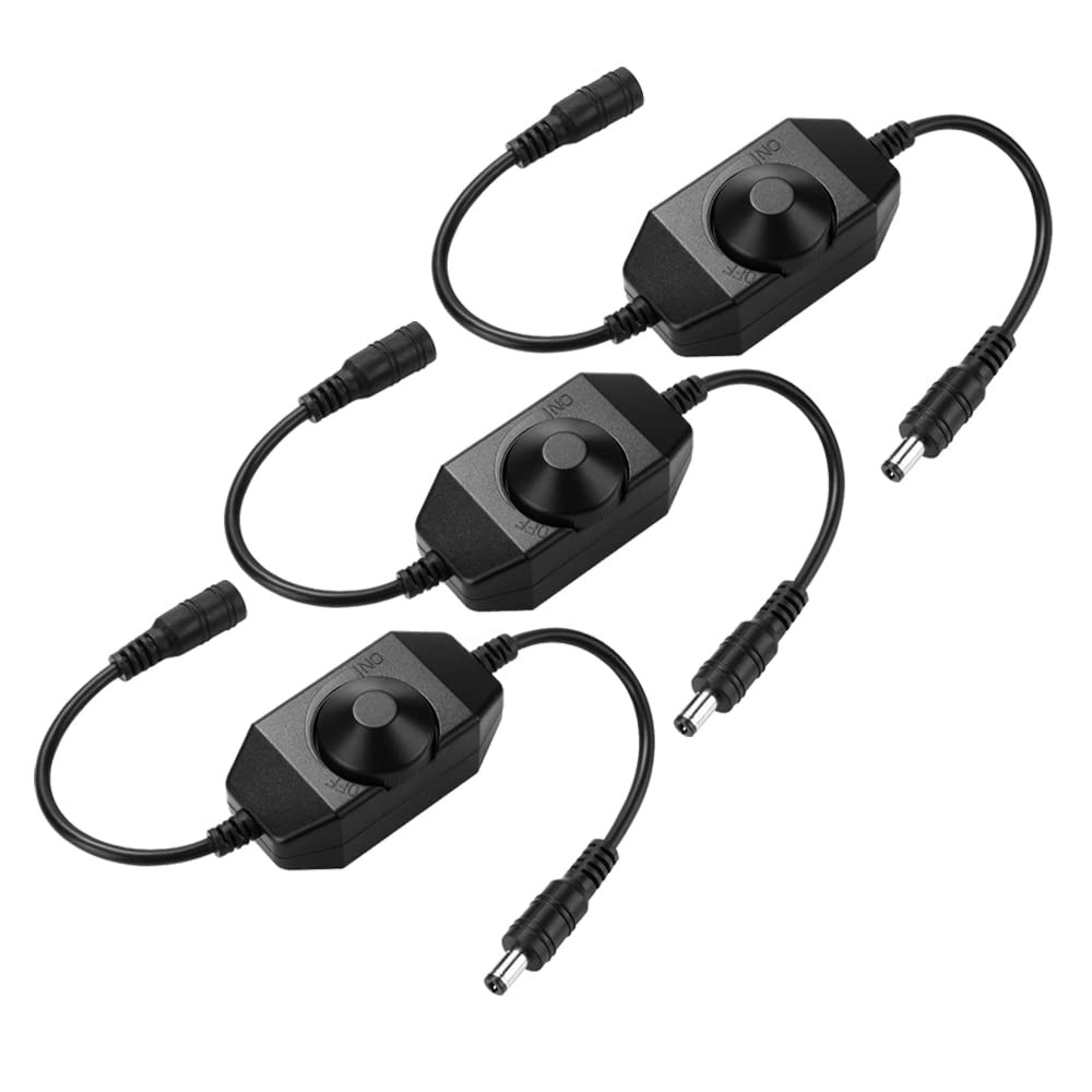 [3 Pack] LED Strip Light Dimmer, DC 12V-24V Dimmer Switch for Strip Lights 28...
