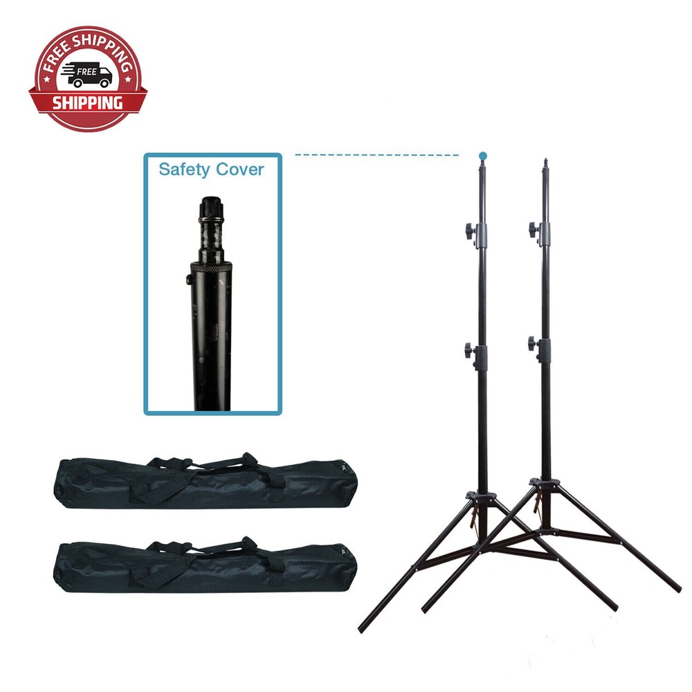 2Pack Heavy Duty Spring Studio High Output Light Stand kit with Carry Bag