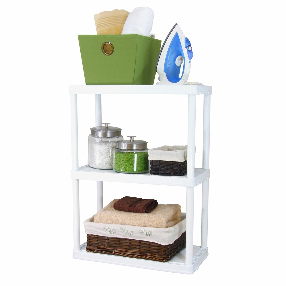 Gracious Living 3 Shelf Storage Unit Organizers for Home or Garage, White (3 Pk)