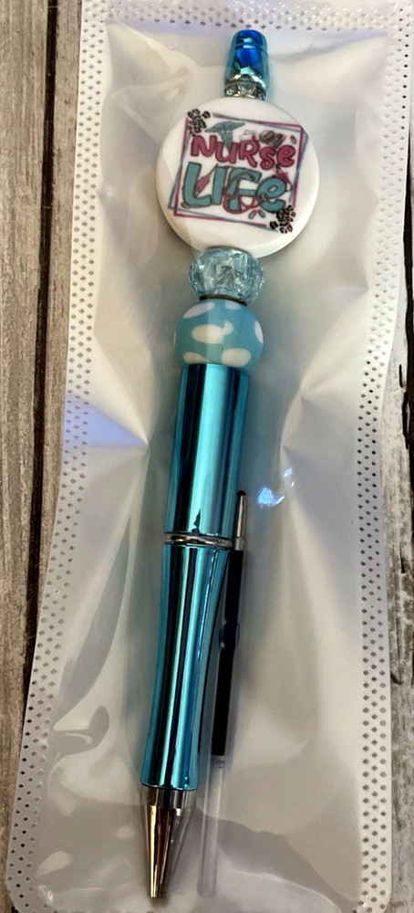 4 miscellaneous beaded pens with 1 ink refill each