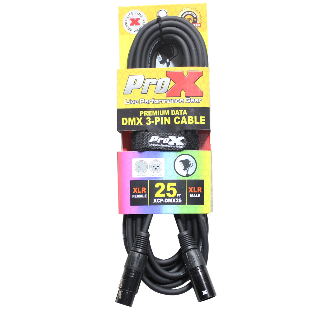 10 Pack 3 Pin DMX 25' ft Stage Lighting Shielded Cables By PRO X