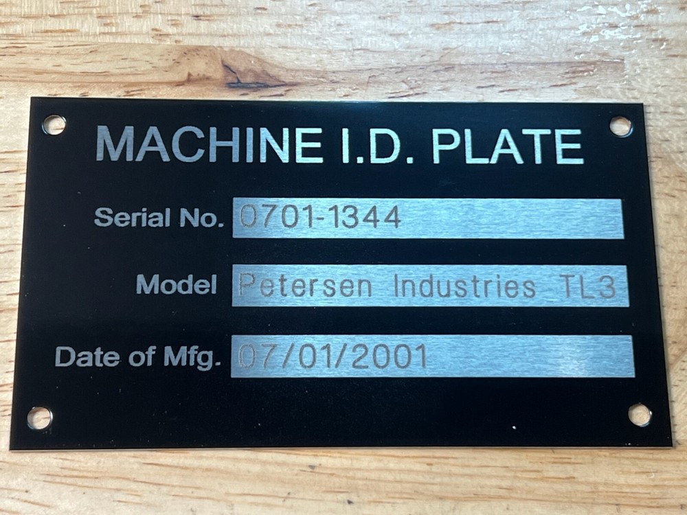personalized restore 3 Line Data Machine ID Name Plate Tag (serial-model-date)