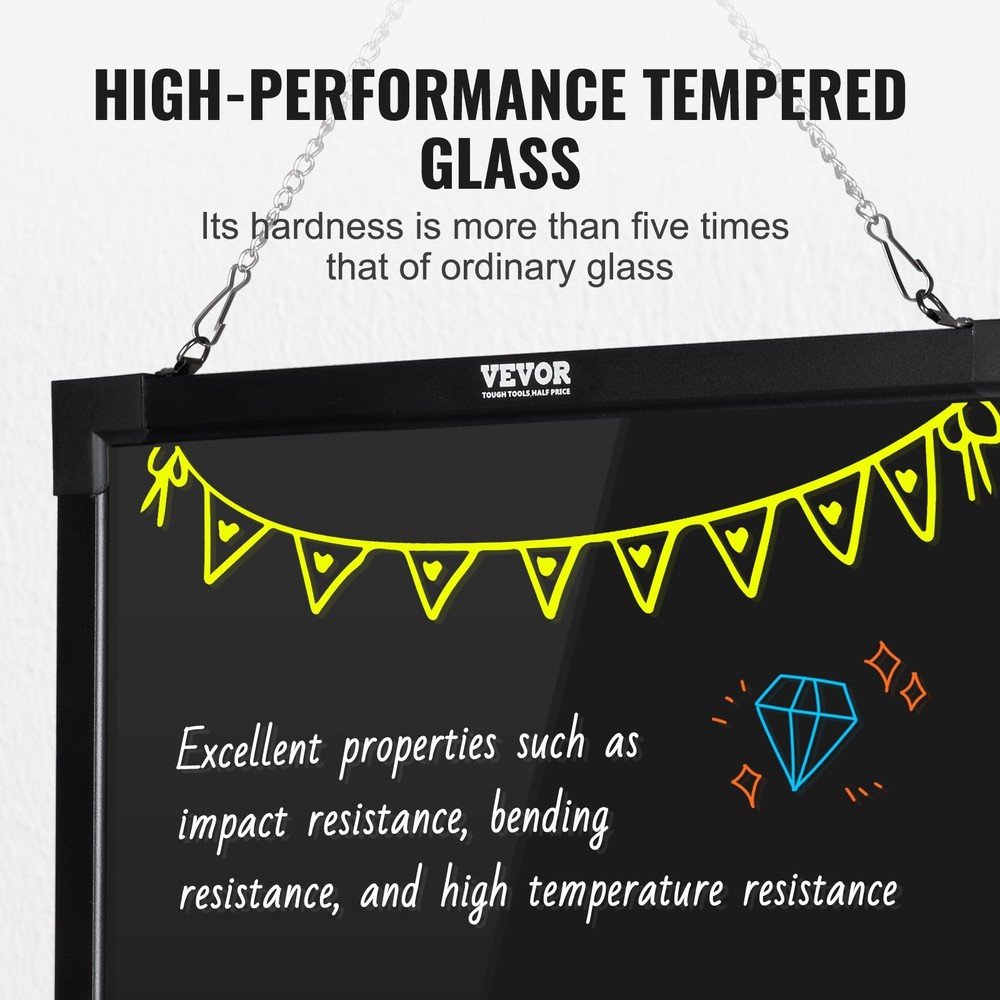 LED Message Writing Board,24"x16" Illuminated Erasable Lighted Chalkboard,Neon