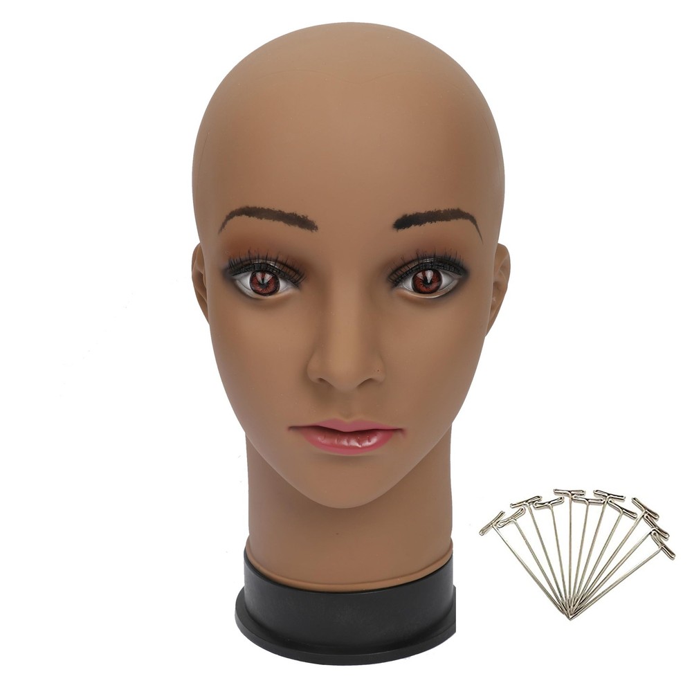 Bald Mannequin Head 11" Height 22" Circumference Brown | Wig Making Display