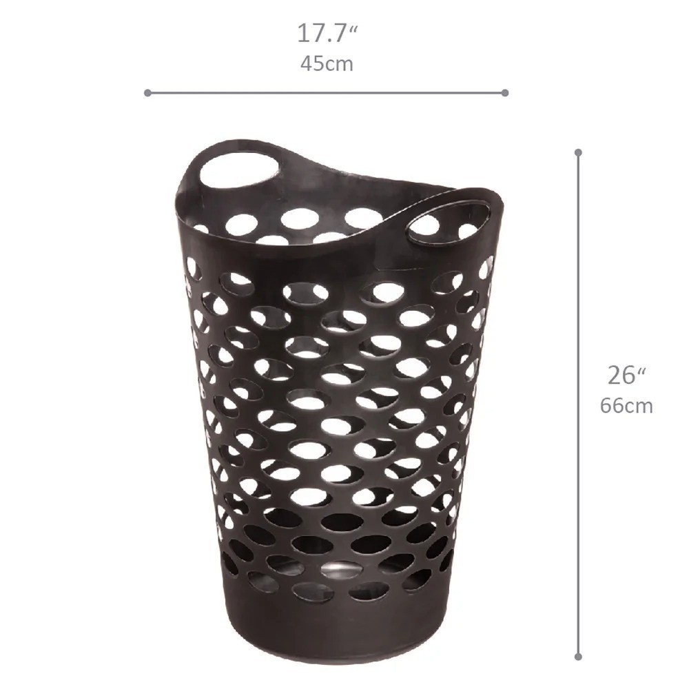 Flexible Laundry Hamper Basket with Handles for Easy Carrying Black 2 Pack