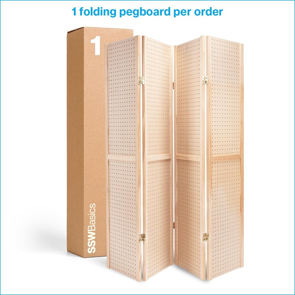 5 Foot 4-Panel Folding Pegboard Stand for Crafting - Versatile Pegboard Displ...