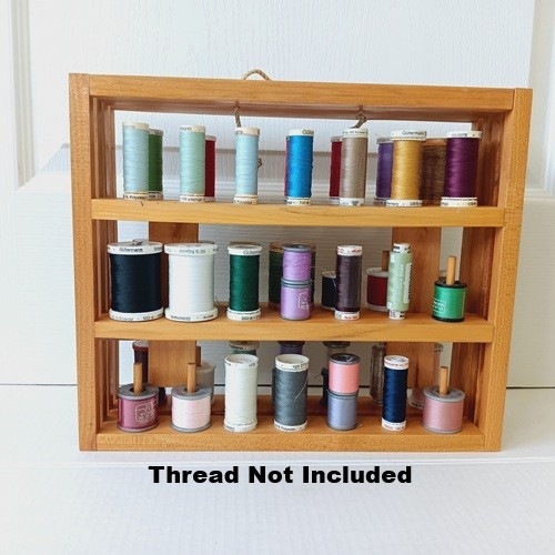 Handcrafted Tabletop Wood (Pine?) Thread Spool Rack - Holds 42 Spools Minimum