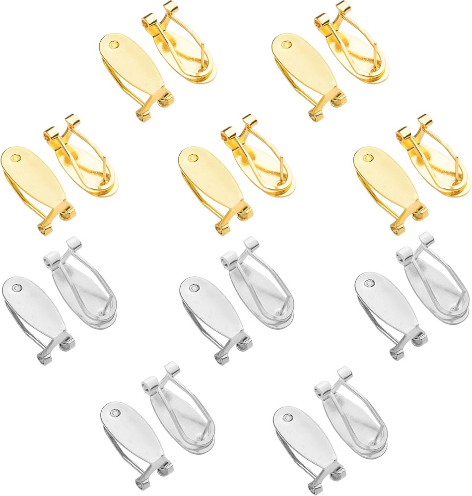 20PCS Fingernail Earring Post Backs, Hypoallergenic Clip Base Studs, Hinged Pads