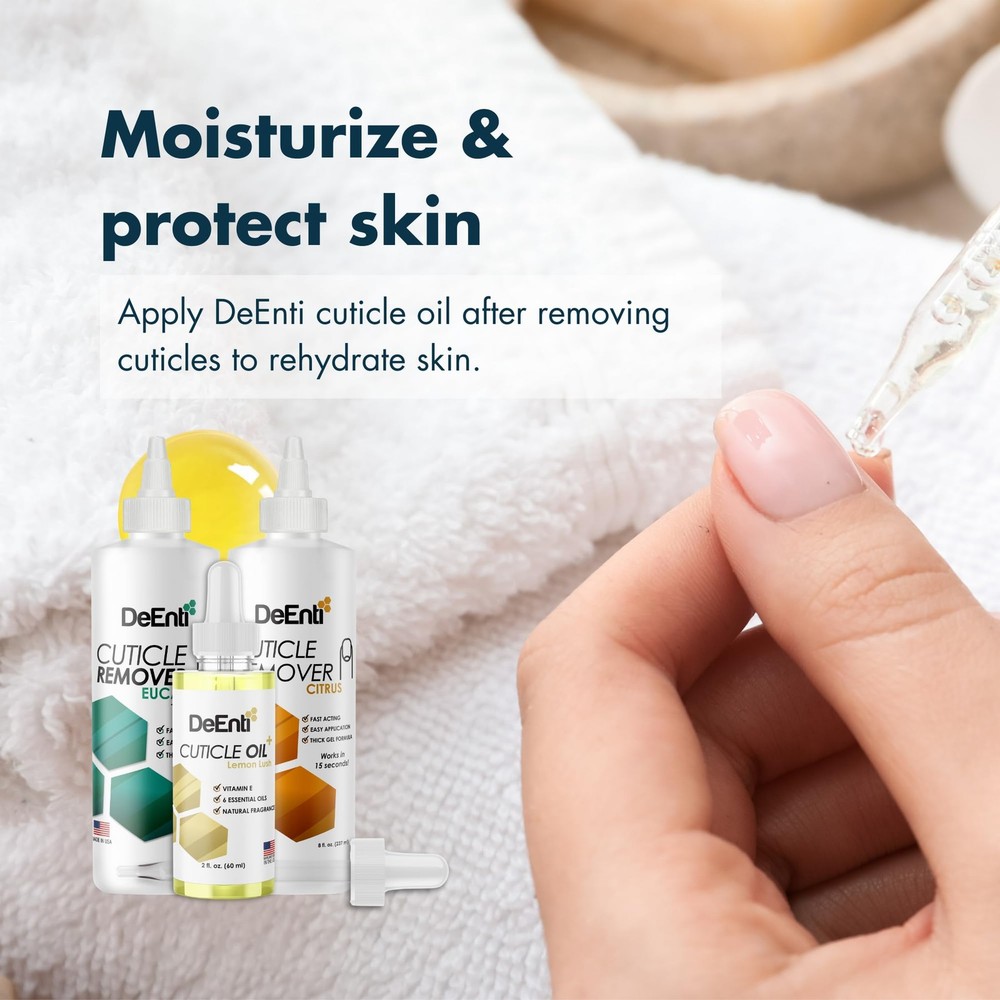 DeEnti Cuticles Maintenance Pack, Bundle Includes Citrus Scented Cuticle Remo...