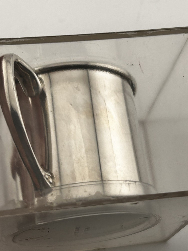 Oneida Ltd Baby Birth Records Engravable Silverplate Sipper Cup & Display Box