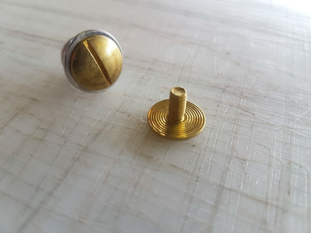 12-Pack Sam Browne Solid Brass Button Studs, Chicago Screw Nail Stud, Fastener