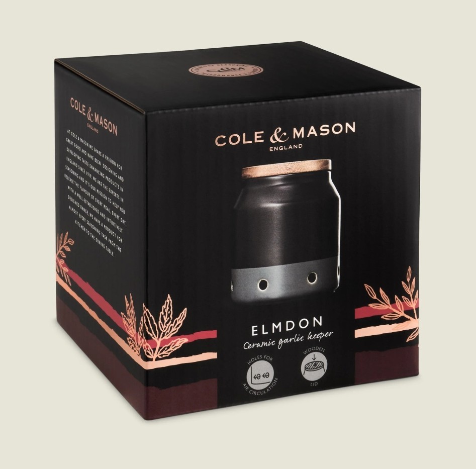 Elmdon Ceramic Garlic Keeper- this jar provides an ideal environment for storing