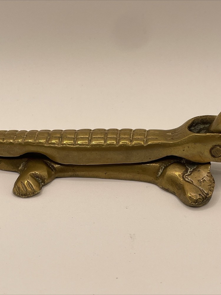 Solid Brass Alligator Crocodile Nutcracker Vintage