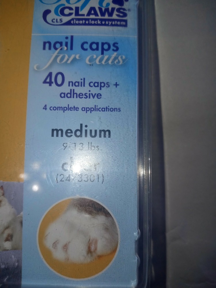 Soft Claws Nail Caps for Cats and Kitten, Size: Medium - Clear Color, Open Box