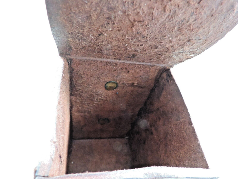 Brown Tooled Leather Rectangular Belt Box w/Latch 3"x5"x3"