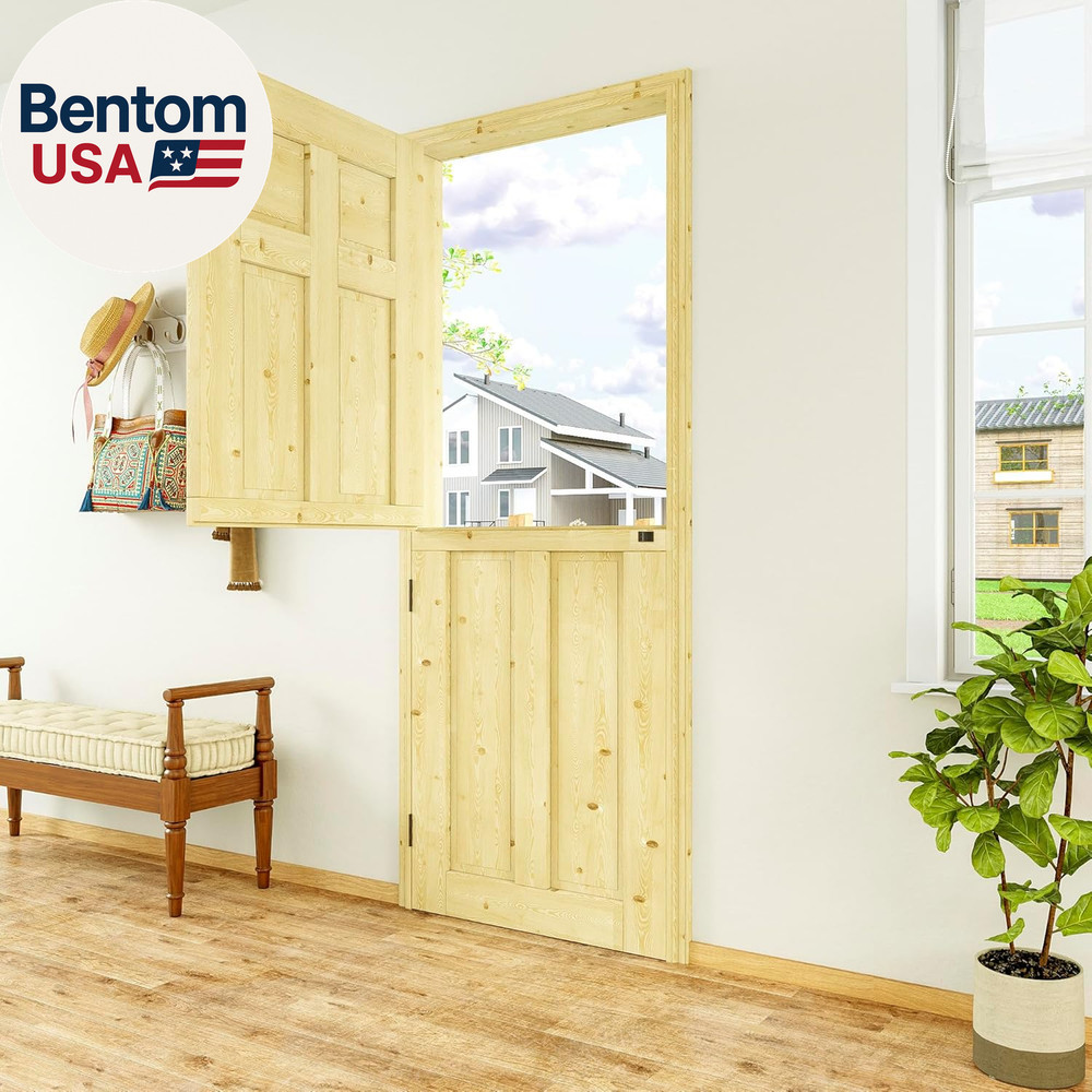 Exterior Dutch Doors (Front/Back), 32"X80" - 1.75" Thick Solid Pine Wood Interio