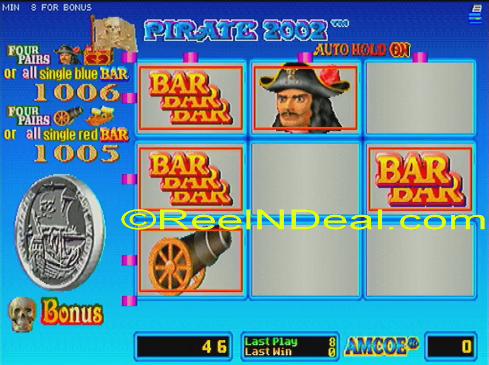 Amcoe Pirate 2002 Cherry Master 8-Liner Slot Machine Optional Skill Spin & Hold