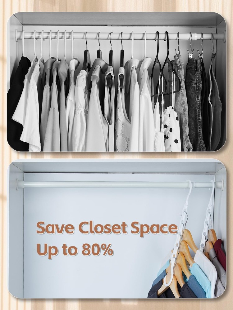 White Magic Hangers 20 Pack Space Saving Plastic Sturdy Closet Organizer Slot