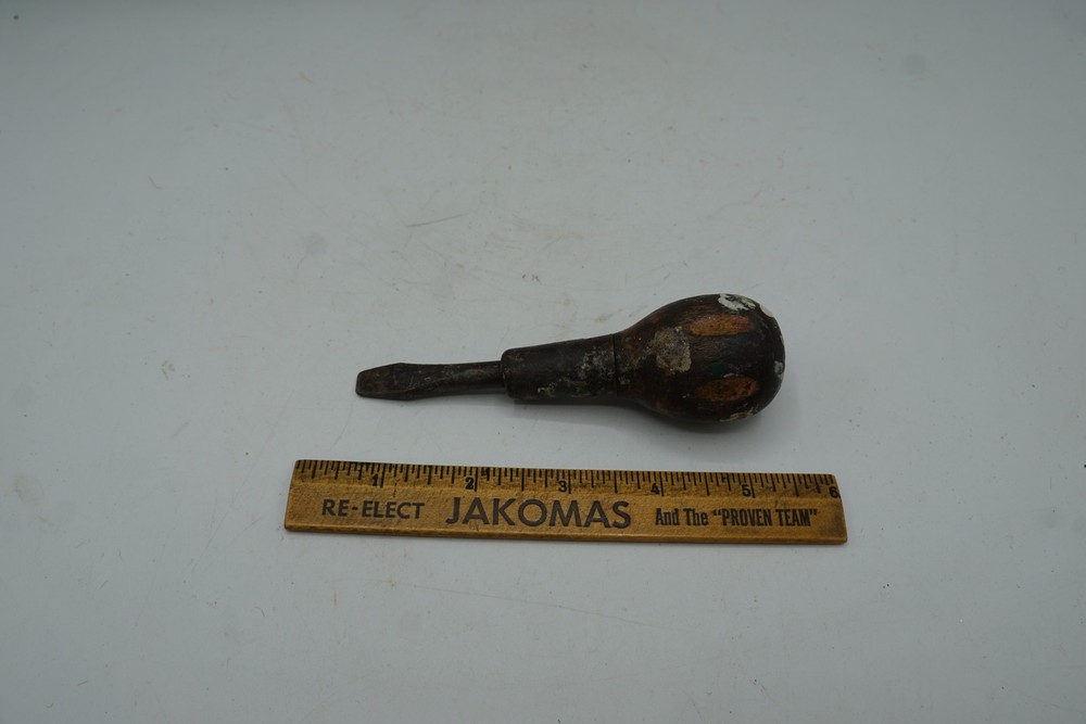 Stubby Flathead Screwdriver Wooden Handle Carpentry Woodworking Tool