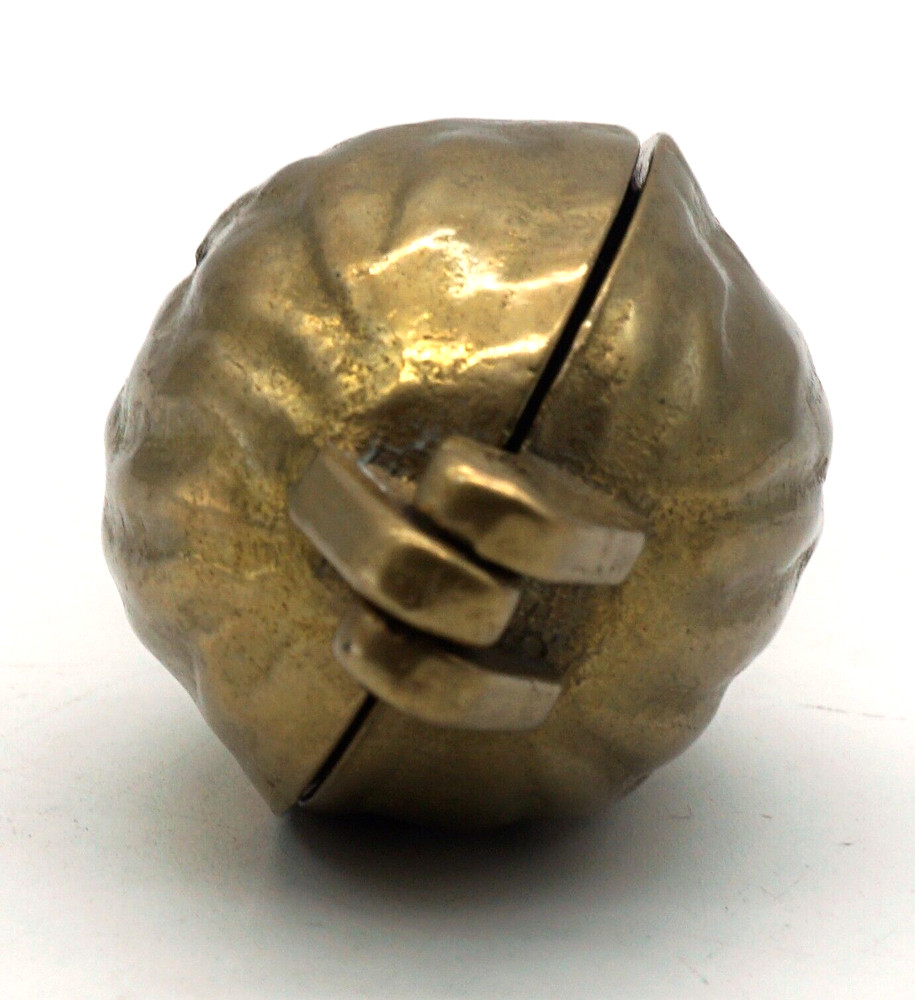 Vintage Solid Brass Walnut Shaped Nut Cracker with Handle Nutcracker