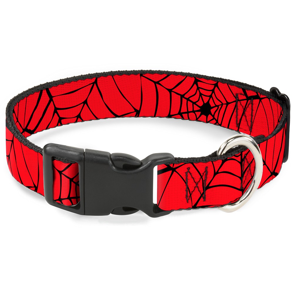 Plastic Clip Collar Spiderweb Red/Black NARROW-Medium 8.5-12"