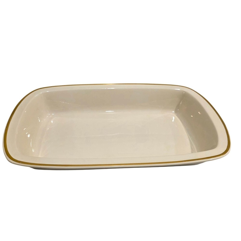 LENOX Eternal Bakeware Ivory Gold Trim Rectangular Bake Roasting Dish