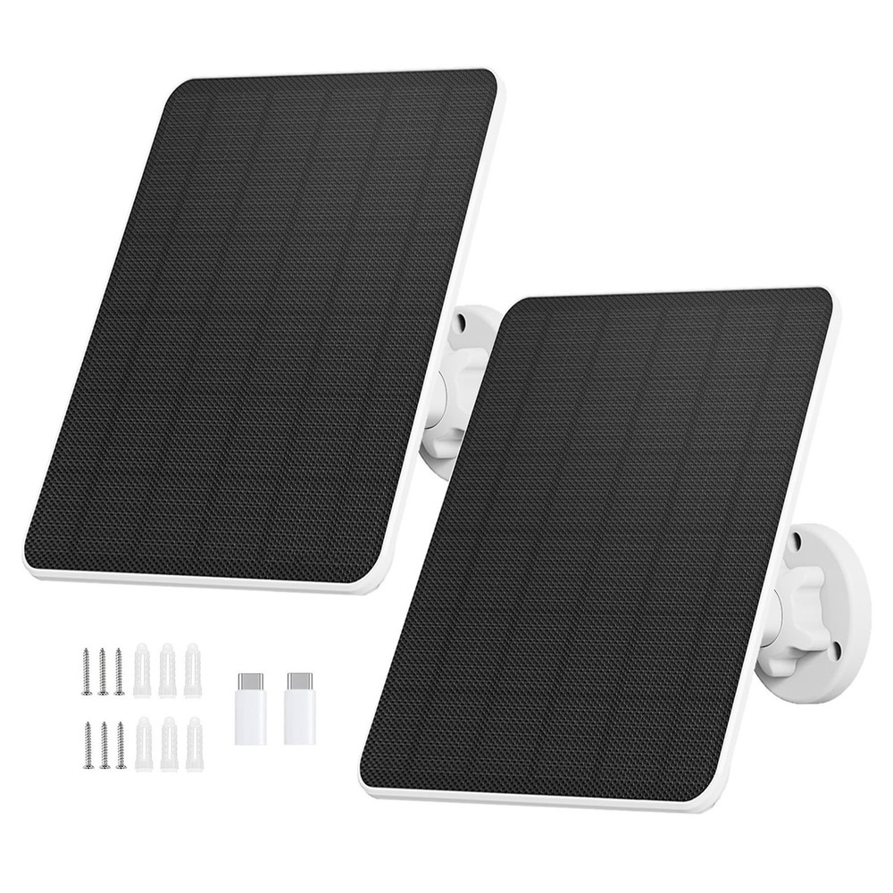 Solar Panel for Security Camera, 6W Solar Panel Micro USB & USB-C for Outdoor...