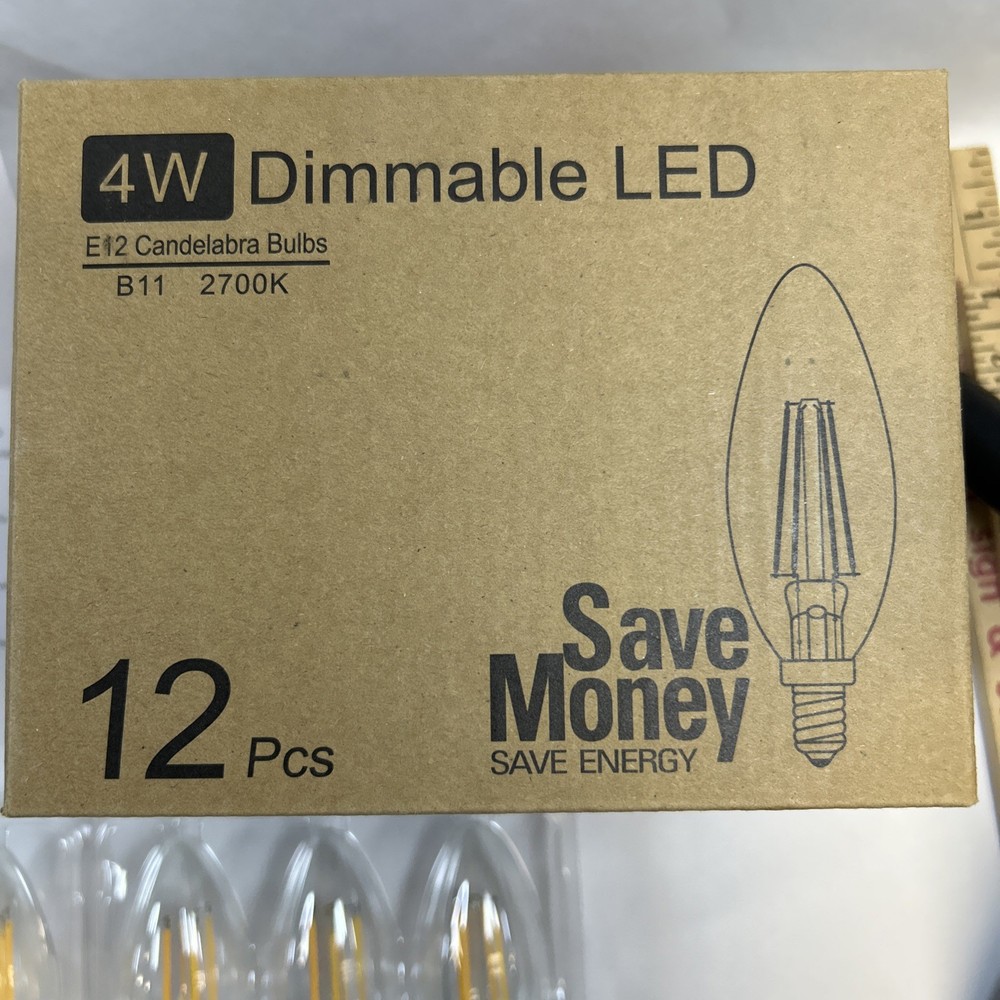 12 Pack Dimmable E12 Candle Light Bulbs LED 4W Candelabra Bulb
