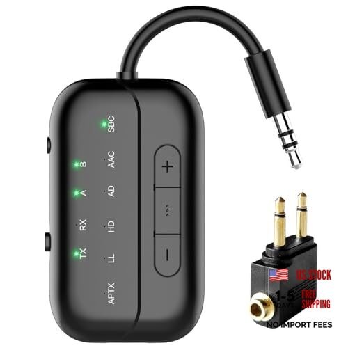 2026 Pro Bluetooth 5.4 Transmitter Receiver with Qualcomm Chipset,2-in-1 Black