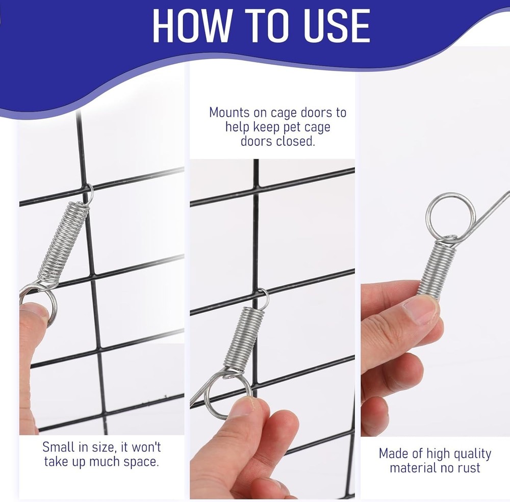 20 Pcs Spring Cage Latch Door Spring Hook Metal Finger Multi-Functional Pet Cage