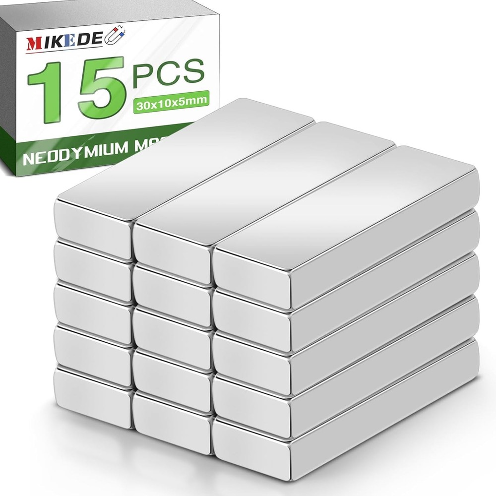 Versatile 30x10x5mm Rectangular Neodymium Magnets - 15 Pcs for Crafts & More