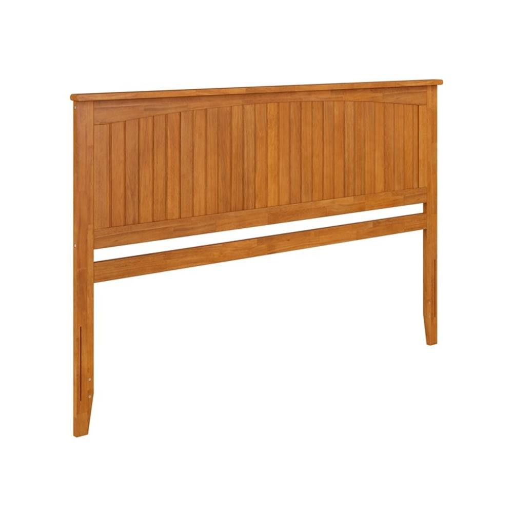 Pemberly Row King Coastal Solid Wood Panel Headboard in Light Toffee