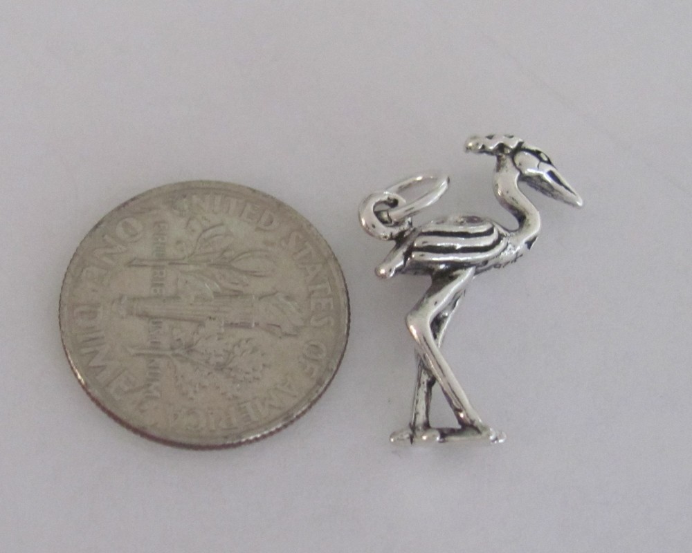 Sterling Silver 3d Heron charm