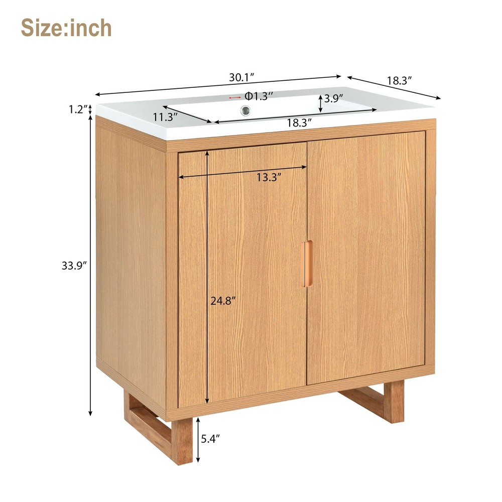 Solid wood frame storage cabinet for bathroom with sink