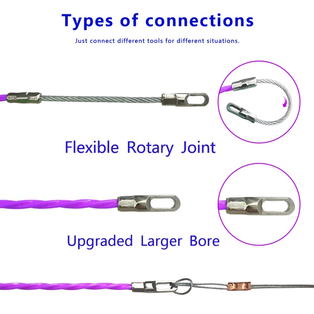 30M 100Ft Fish Tape Cable Puller Cable Rods Kit PET Electrical Cable Puller 4mm