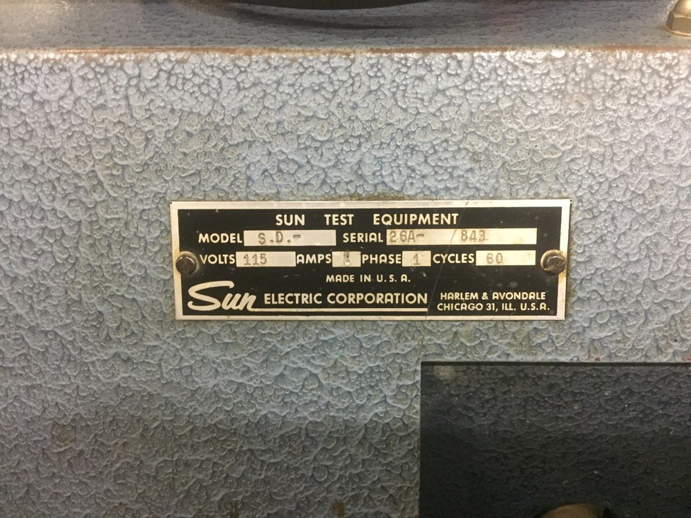 SUN DISTRIBUTOR MACHINE SUN IGNITION SIMULATOR SUN ANALYZER SUN ELECTRIC