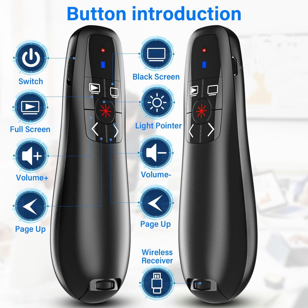 2-in-1 USB C Presentation Clicker Clicker for PowerPoint Presentations Rechar...