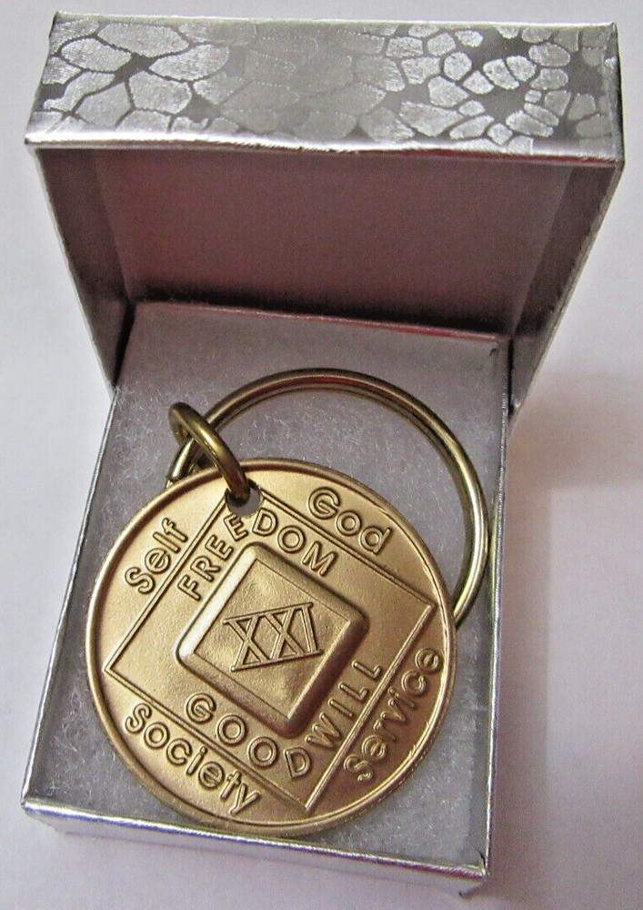 NARCOTICS ANONYMOUS NA KEY TAG 21 YEAR Keyring medallion Serenity Clean