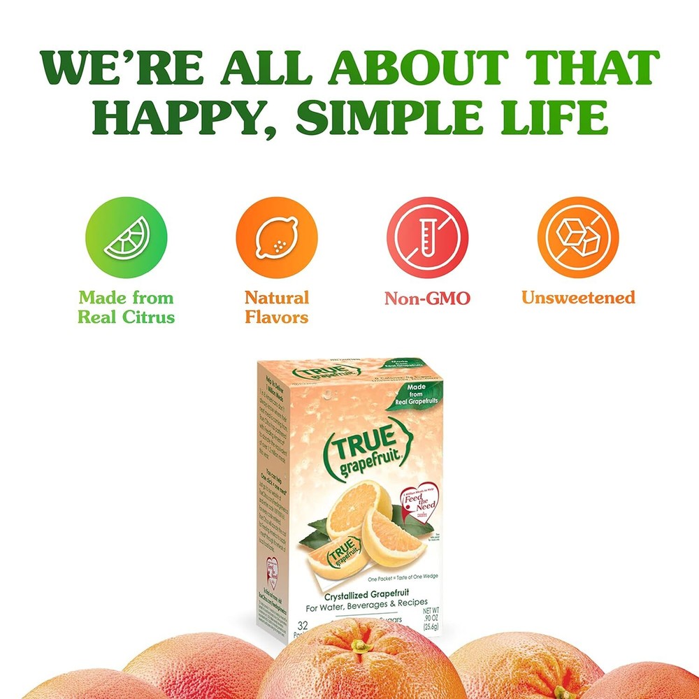 TRUE GRAPEFRUIT Water Enhancer/ Flavor Packets Made Real Grapefruit Bulk Pack 1