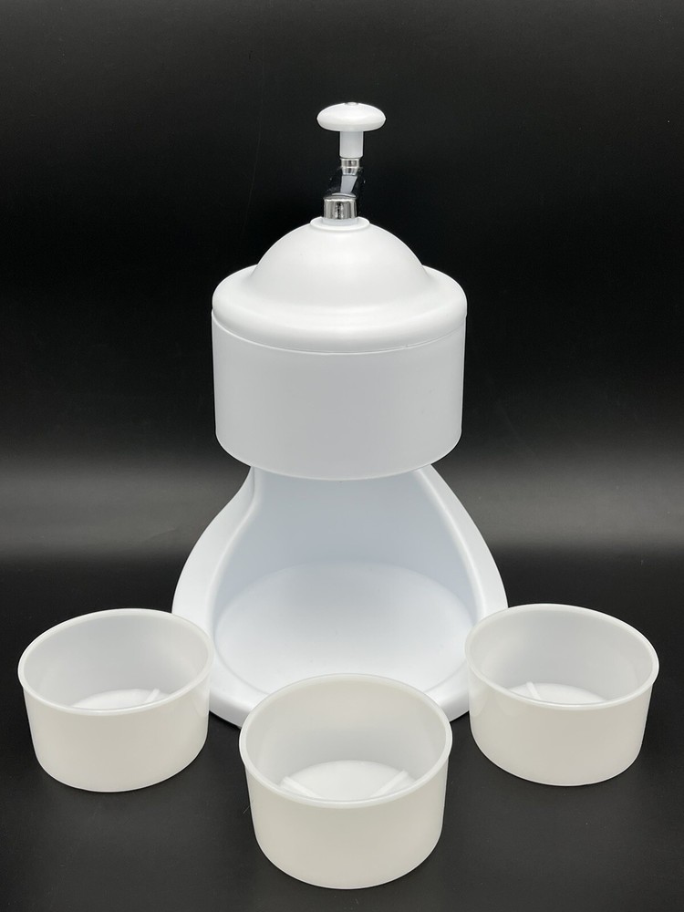 Vintage White Manual Shaved Ice Maker Snow Cone Maker with Cups