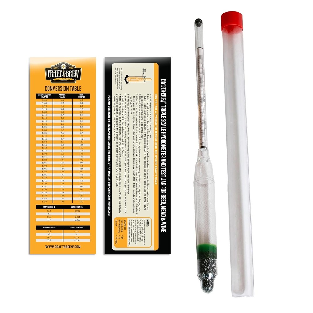 Craft A Brew - Polycarbonate Hydrometer - Triple Scale - Measures Potential...