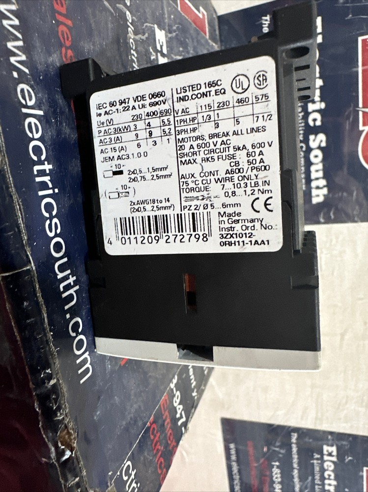 Siemens Contactor 3RT1016-1KB42 20 Amp 600 Volt